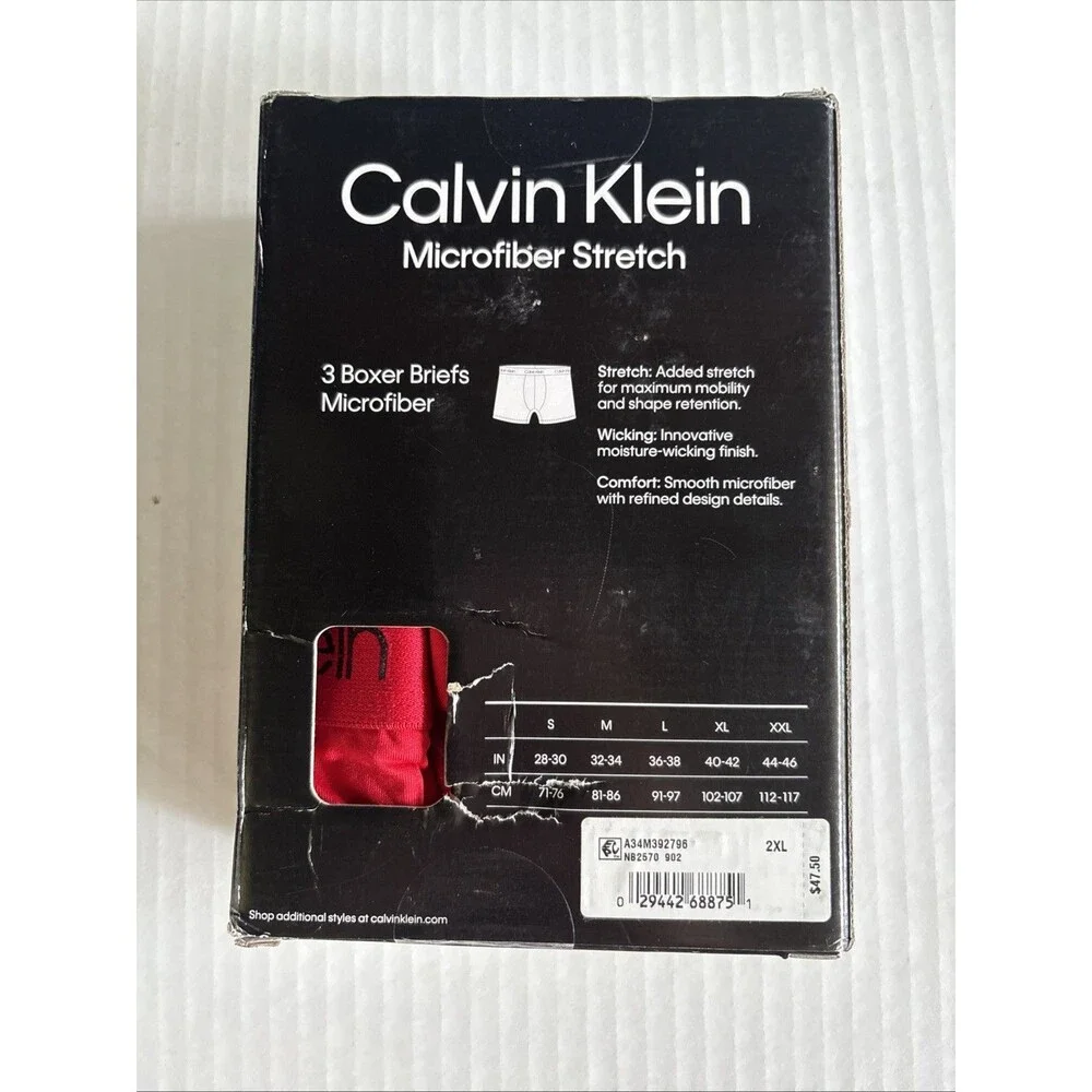 Men Calvin Klein 3-pk Microfiber Stretch Boxer Briefs Underwear Size 2XL